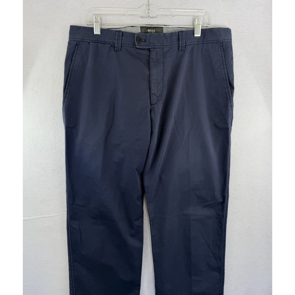 Brax Evans Pants Mens 36x34 Navy Chinos Flat Front Stretch Regular Fit